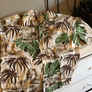 Old Navy Tropical Print Kids Shirt - Green, Brown, White